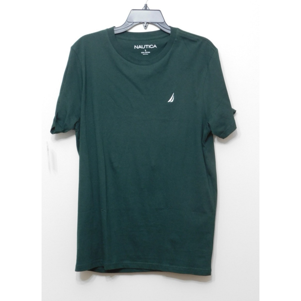 Nautica Green Short Sleeve Solid Crew Neck T-Shirt Size Large